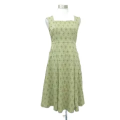 シビラ SYBILLA フレアワンピース ひざ丈 M スクエアネック ノースリーブ 刺繍 総柄 /HO28 ■GY58