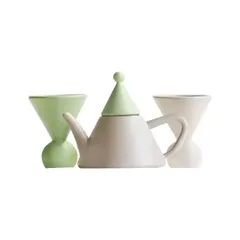 ミニチュア 合金製 ティーセット3点セット Lサイズ 合金製茶器セット　ドールハウスティーセット　おしゃれミニチュア茶器　プレスステッカー付きセット　ミニチュアプレゼント用茶器　小型ティーポットセット