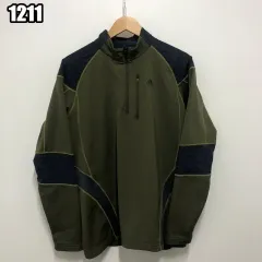 XL アディダス カーキ ハーフジップ 起毛 機能性 Tシャツ