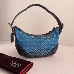 Vintage Coach y2k Mini Soho Hobo Shoulder Bag Suede Blue Mini