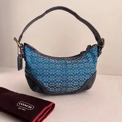 Vintage Coach y2k Mini Soho Hobo Shoulder Bag Suede Blue Mini Signature