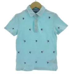 ポロ ラルフローレン POLO RALPH LAUREN ポロシャツ 半袖 カジキ パターン刺繍 コットン ブルー系 水色 ネイビー 紺 7 130