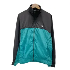 FRED PERRY　ナイロンジャンパー　ジャケット　アウター　ハイネック　フルジップ　ワンポイント　ブランドロゴ　刺しゅう　バイカラー　サイドポケット　古着