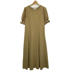 Ray Beams　ワンピース　半袖　ロング丈　クルーネック　パフスリーブ　サイドジップ　無地　切替　古着