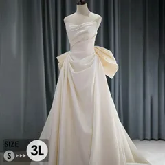 ウェディングドレス ビスチェタイプ ビッグリボン 花嫁 白ドレス ワンピース プリンセス かわいい シンプル アンティーク クラシカル 結婚式 二次会 披露宴 前撮り 後撮り 撮影用 フォトウェディング ロンググローリーパーク