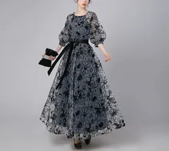 パーティードレス オケージョン ロング ワンピース 花柄 結婚式 お呼ばれ 演奏会 発表会