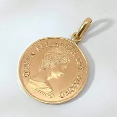 18金 K18 コインモチーフ デザインネックレストップ 男女兼用 2.02g D938