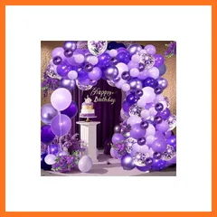 【新品】 誕生日 飾り パープル風船セット 104ピース バルーン パープル 紙吹雪バルーン 記念日 結婚式 バースデー パーティー装飾 1