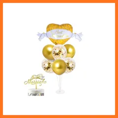 【新品】 HaHaHa! ウェディング 結婚式 Just Married バルーンスタンド 風船セット 飾り 卓上式 床用 バルーン ホルダー 記念日 結婚 受付 前撮り 披露宴 お祝い 飾り付け デコレーションピック ケーキトッパー (Just Marr 0