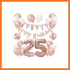 【新品】 誕生日 バルーン 風船セット 飾り付け 25歳 happy birthday ガーランド バースデー 飾り ハッピーバースデー 大きい数字 紙吹雪風船 パーティー プレゼント サプライズ 大人 女の子 ローズピンク 1