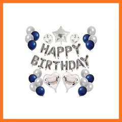 【新品】 Lausatek 誕生日 バルーン 飾り付け 風船 ハッピー バースデー happy birthday ガーランド ハート風船 紙吹雪風船 装飾 お祝い サプライズ シルバー ブルー パーティーセット 1