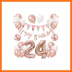 【新品】 誕生日 バルーン 風船セット 飾り付け 24歳 happy birthday ガーランド バースデー 飾り ハッピーバースデー 大きい数字 紙吹雪風船 パーティー プレゼント サプライズ 大人 女の子 ローズゴールド 1