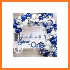 【新品】 バルーン 風船 青 シルバー風船 誕生日バルーン ホワイト風船セット バースデーバルーン 飾り付けセット バルーンアーチセット 文化祭 結婚式 誕生日 パーティー飾り 写真背景 0
