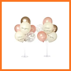 【新品】 【2台+風船セット】バルーンスタンド 風船 セット バルーン 飾り 誕生日 飾り付け バースデー くすみカラー 棒 白 ピンク ブルー ゴールド 1歳 ハーフバースデー ファーストバースデー (キャンディピーチ, スタンド付き) 0