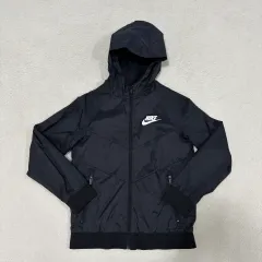 M NIKE ジュニア ブラック フューチュラ ロゴ BIG スウッシュ フード ウィンドブレーカー 1204