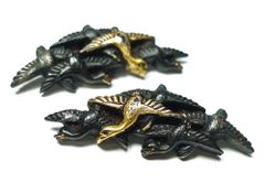 肥後の喰出鐔 鉄地木瓜形蝶唐草文鐔 肥後金工 両櫃孔 毛彫 金象嵌