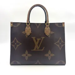 LOUIS VUITTON オンザゴーMM   モノグラムジャイアント モノグラムジャイアント リバース レザー×PVC ブラウン×ベージュ トートバッグ ゴールド M45321