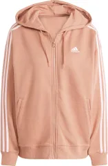 アディダス adidas エッセンシャルズ スリーストライプス フレンチテリー オーバーサイズ フルジップパーカー レディース フーディ― スポーツウェア ウェア フード パーカー  ENJ89 IK8390 クレイストレータ/ク