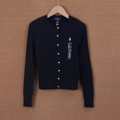 【1営業日発送】ポロラルフローレン ケーブルニットカーディガン　レディース5〜7号 ネイビー Lサイズ