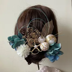 髪飾り　結婚式　成人式　卒業式　ヘアパーツ　ウェディング　袴　和装　前撮り　青