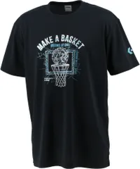 コンバース CONVERSE バスケット プリントTシャツ メンズ トップス 半袖 Tシャツ メタリックプリント 吸汗 速乾 バスケ 部活 練習 トレーニング 新入部員 プラクティス 合宿 ジム 男性  CB231370 1924 ブラック×ターコイズ