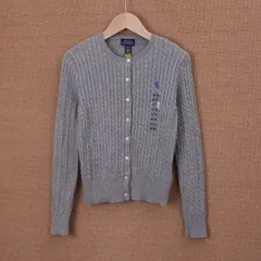 【1営業日発送】ポロラルフローレン ケーブルニットカーディガン　レディース5〜7号 グレーLサイズ