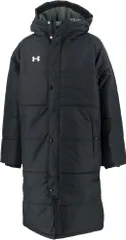 アンダーアーマー UNDER ARMOUR UA チーム ベンチ コート アウター 防寒 中綿 フード付き ウォーミングアップ 試合観戦 スポーツ観戦 ロング丈 メンズ レディース  1371027 001 BLACK