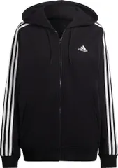 アディダス adidas エッセンシャルズ スリーストライプス フレンチテリー オーバーサイズ フルジップパーカー レディース フーディ― スポーツウェア ウェア フード パーカー  ENJ89 IC8782 ブラック/ホワイト