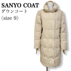 SANYO COAT ダウンコート レディース M相当 ベージュ ロング丈 ボリュームカラー 防寒 軽量 百貨店系 上質 冬アウター