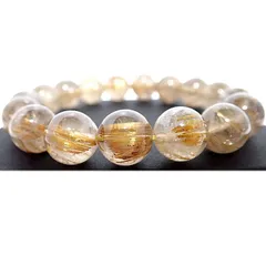 ルチルクォーツブレスレット 【１２ｍｍ珠】 ※内径サイズ：約１４～１８ｃｍ選択可能 天然スモーキートーン ルチルレイテッドクォーツ 金針水晶 Rutilelated quartz パワーストーン 天然石 金運 商売運 ギャンブル運 ブレスレット
