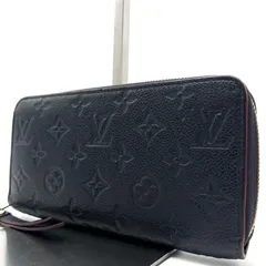 ◎ICチップ搭載 美品 LOUIS VUITTON ルイヴィトン モノグラム アンプラント ジッピーウォレット 長財布 小銭 カード ウォレット ゴールド金具 RFID ネイビー レザー メンズ レディース ユニセックス