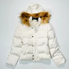 Pinky&Dianne ピンキーアンドダイアン y2k ダウンジャケット フーデット ファー ダウン フェザー 光沢 取り外し ホワイト 38 M