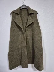 カーキ サイドボタン ニットベスト Free!