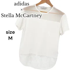 【美品】adidas by Stella McCartney　アディダス ステラマッカートニー シースルーTシャツ カットソー ホワイト M スポーツ トレーニング
