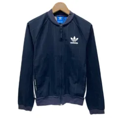 adidas　トラックジャケット　ジャージ　アウター　ベースボールカラー　フルジップ　ストライプ　ワンポイント　ブランドロゴ　トレフォイル　プリント　スポーツ　古着