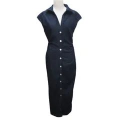 ザラ ZARA ミディデニムワンピース ノースリーブ ロング ストレッチ Mサイズ ダークブルー k29191 1117