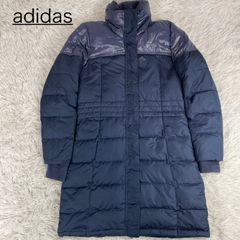 希少】韓国adidas フード付きダウンジャケット M ネイビー - メルカリ
