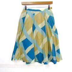 インディヴィ フレアスカート 総柄 コットン100% ブランド ボトムス 日本製 レディース 38サイズ ブルー×ベージュ INDIVI 【中古】