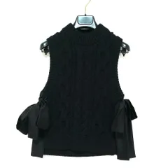 CECILIE BAHNSEN セシリーバンセン FRANCINE VEST ニット ベスト サイドリボン ハイネック ケーブルニット ブラック XS/Sサイズ SS21 01‐0088