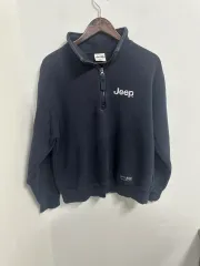 アラブヴィンテージ Jeep ジップ ネイビー ハーフジップアップ スウェットTシャツ M