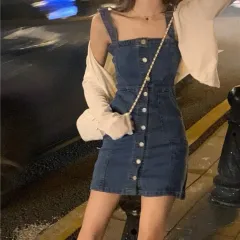 インディゴデニム ボタン ミニワンピース 新品