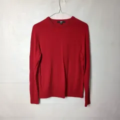 UNIQLO レッド ウール 100% 長袖ニット 95