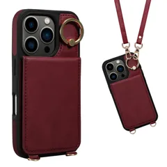 【特価商品】iPhone16 Pro 用 ケース 背面 手帳型 カード iPhone 16 Pro 用 ショルダー ストラップ 手帳型ケース スマホケース いPhone 16 Pro 用 スタンド 肩掛け ICカード収納 斜め掛け 首掛け PUレザー マグネッ