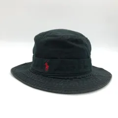 【美品】ポロラルフローレン バケットハット M 黒 ブラック  ロゴ刺繍 帽子