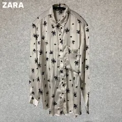 美品 ZARA サテン花柄 長袖シャツ Sサイズ