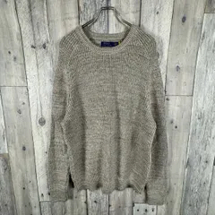 POLO RALPH LAUREN ポロ ラルフローレン 現行 QR タグ ラグラン ローゲージ ケーブル編み コットン ニット セーター メンズ L サイズ