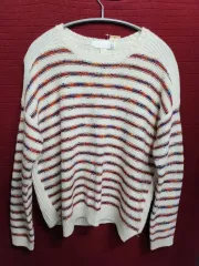 ENCアイボリ マルチ ストライプ ニット セーター