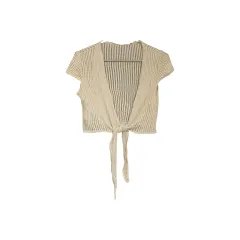 アイボリータイストライプハーフカーディガン