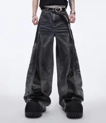 ブラック パッチワークデニム 韓国ストリート Y2K ユニセックス