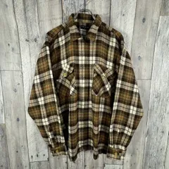 OLD UNIQLO 90s 紺タグ ユニクロ ブラウン アクリル ニット ジップアップ チェック ネルシャツ メンズ XL サイズ